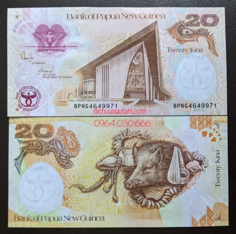 Tiền Papua New Guinea 20 kina kỷ niệm 35 năm thành lập ngân hàng