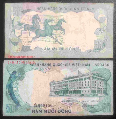 [Bộ thú 1972] Tờ 50 đồng 1972 con Ngựa Việt Nam Cộng Hòa