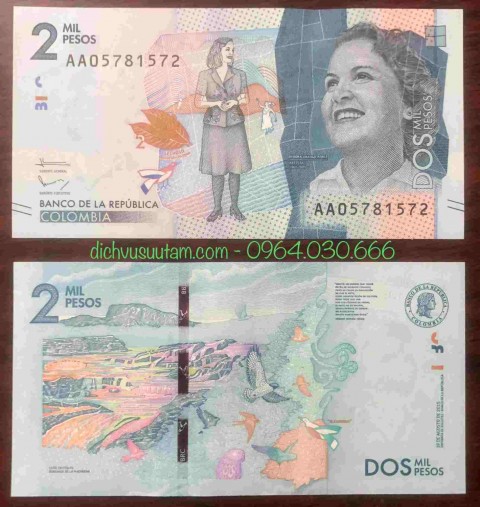 Tiền Colombia 2 Pesos