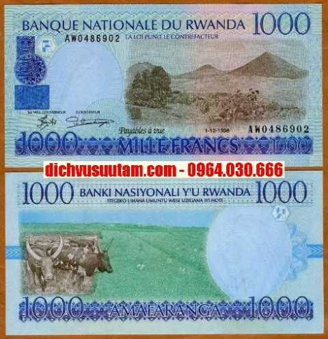 Tiền xưa Rwanda 1000 francs