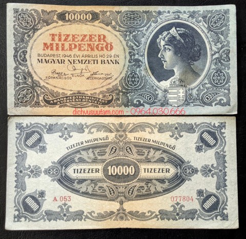 Tiền xưa Hungary 10000 pengo 1946