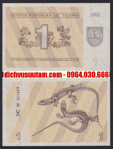 Tiền xưa Lithuania 1 talonas con thằn lằn