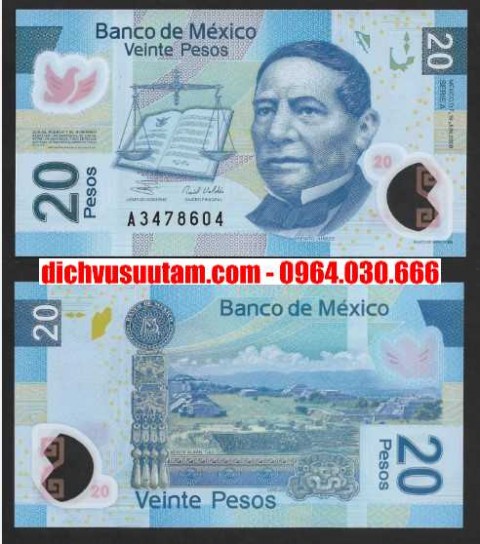 Tiền Mexico 20 pesos polymer