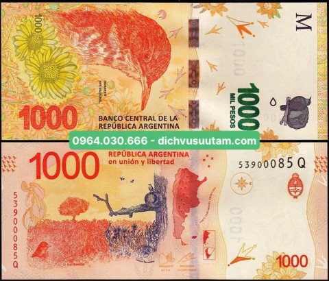 Tiền Argentina 1000 pesos phiên bản mới