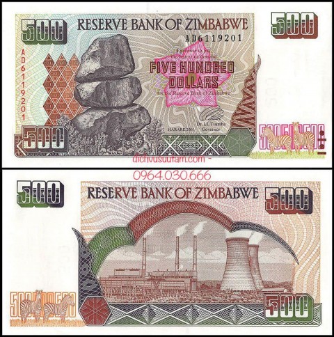 Tiền xưa Zimbabwe 500 dollars