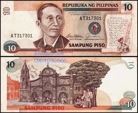 Tiền Philippines sưu tầm 10 pesos phiên bản mới