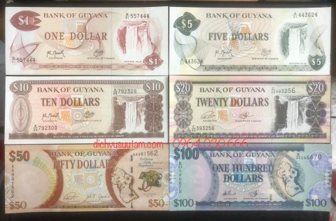 Bộ tiền Cộng hòa Guyana 6 tờ khác nhau