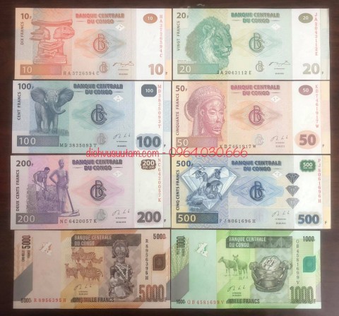 Bộ tiền Congo đầy đủ 8 tờ sưu tầm