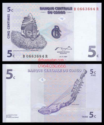 Tiền xưa Congo 5 centimes