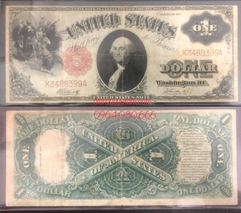Tiền cổ Mỹ 1 dollar 1917 tổng thống Washington, kích thước lớn