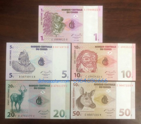 Bộ 5 tờ tiền Congo sưu tầm