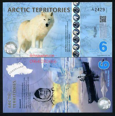 Tiền Bắc Cực lưu niệm 6 dollars con Chó