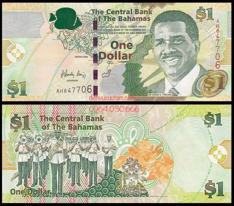 Tiền Quốc đảo Bahamas 1 dollar phiên bản mới
