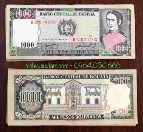 Tiền Bolivia 1000 Pesos