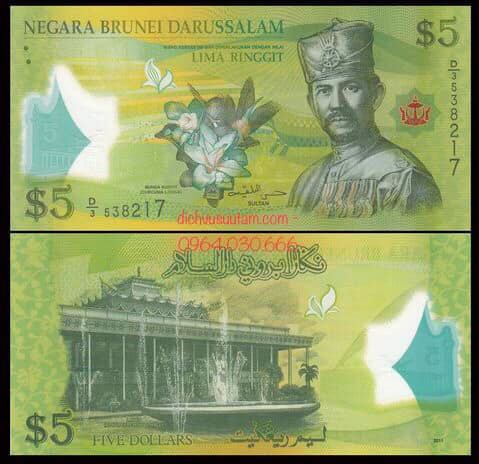Tiền Brunei 5 ringgit polymer