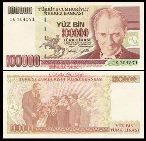 Tiền Cộng hòa Thổ Nhĩ Kỳ 100000 lire
