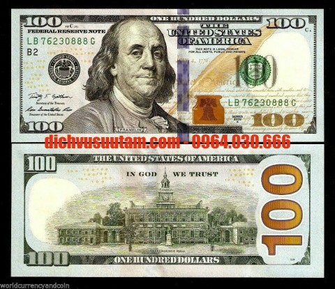 Tiền Mỹ 100 dollars (tính tỉ giá theo giá mặt) giá thay đổi theo thời gian