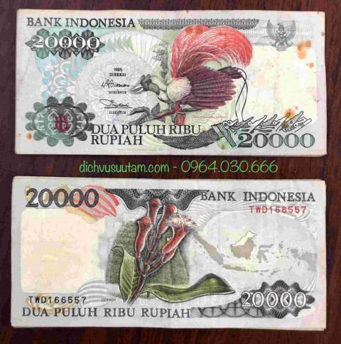 Tiền Indonesia 20000 Rupiah 1992