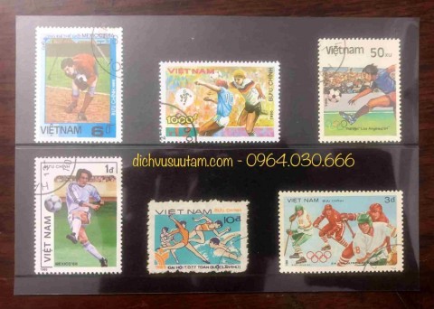 Bìa ghép 6 con tem Việt Nam chủ đề các môn thể thao