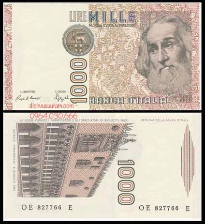 Tiền xưa Italy 1000 lire