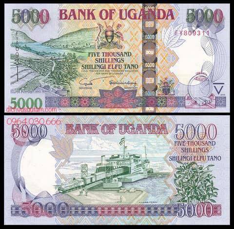 Tiền Cộng hòa Uganda 5000 shillings sưu tầm