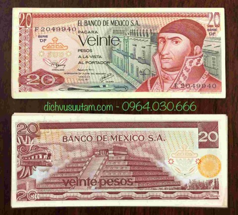 Tiền Mexico 20 Pesos