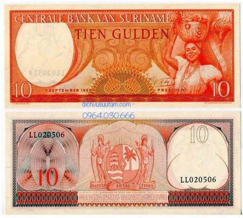 Tiền xưa Suriname 10 gulden