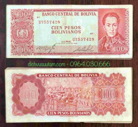 Tiền Bolivia 100 Pesos 1962