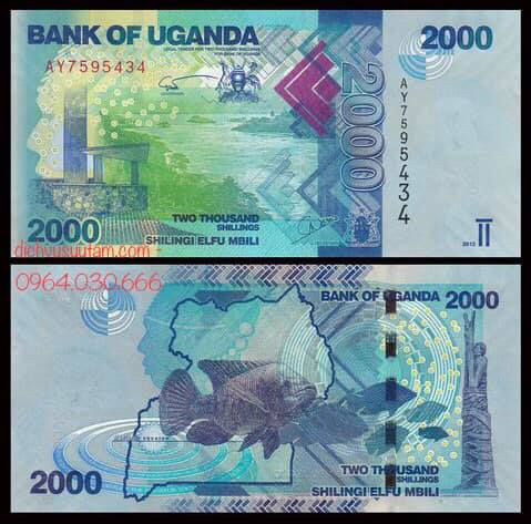 Tiền Cộng hòa Uganda 2000 shillings con cá