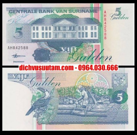 Tiền Suriname 5 gulden xưa