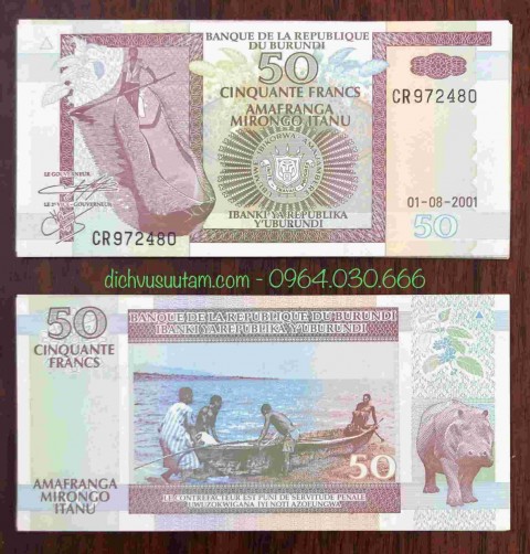 Tiền Burundi 50 Francs 2001