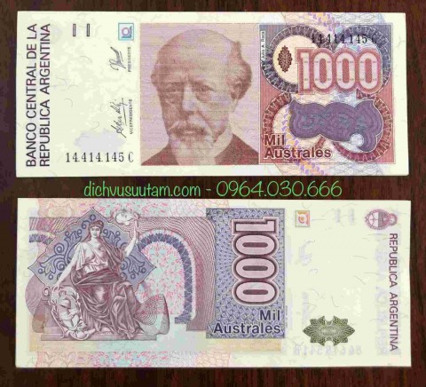 Tiền Argentina 1000 Australes