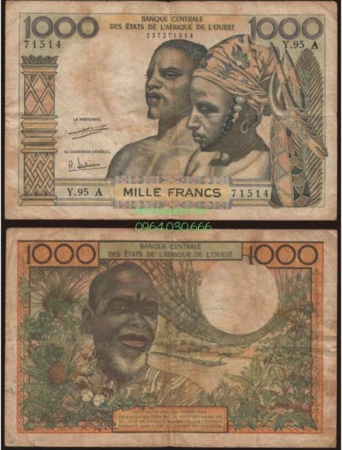Tiền xưa Tây Phi, 1000 francs Bờ Biển Ngà