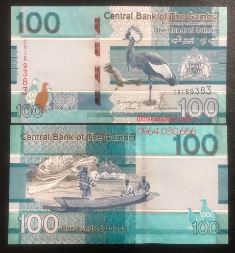 Tiền Cộng hòa Gambia 100 dalasis phiên bản mới