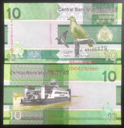 Tiền Cộng hòa Gambia 10 dalasis phiên bản mới