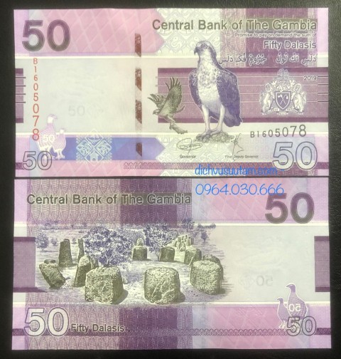 Tiền Cộng hòa Gambia 50 dalasis phiên bản mới