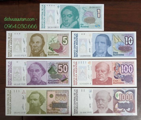 Bộ tiền xưa Argentina 7 tờ khác nhau