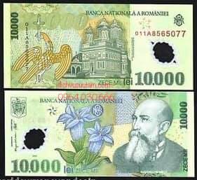 Tiền Romania sưu tầm 10000 lei polymer