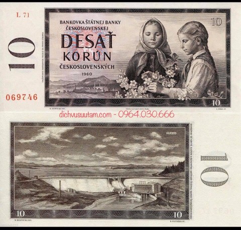 Tiền xưa Tiệp Khắc 10 korun 1960
