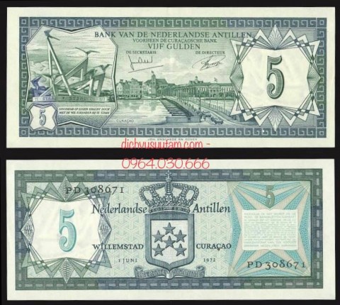 Tiền xưa Netherlands Antilles 5 gulden