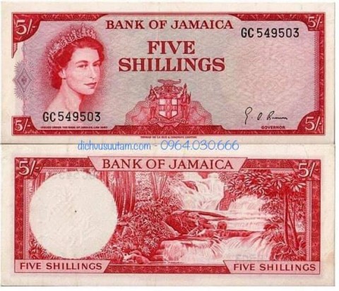 Tiền xưa Jamaica 5 shillings 1960 Nữ hoàng Elizabeth II