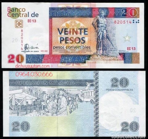 Tiền Cuba sưu tầm 20 pesos