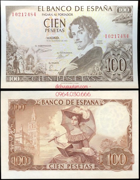 Tiền xưa Tây Ban Nha 100 pesetas