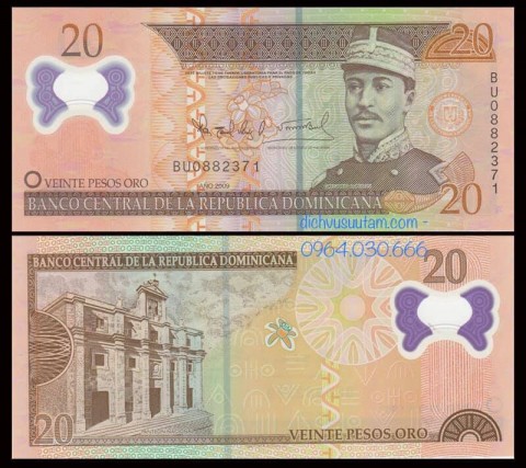 Tiền Dominica 20 pesos polymer