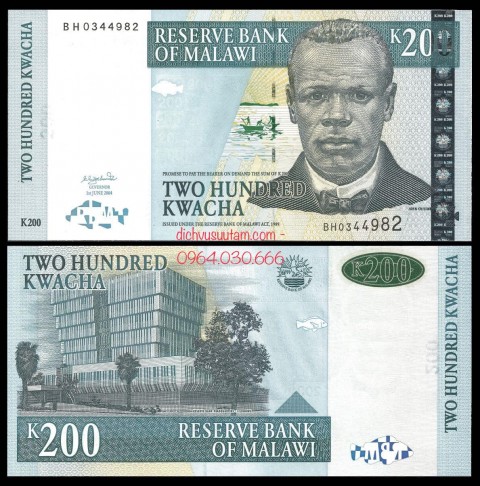 Tiền Cộng hòa Malawi 200 kwacha