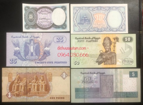 Bộ tiền Ai Cập 6 mệnh giá khác nhau