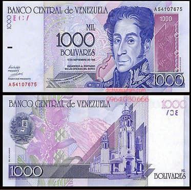 Tiền xưa Venezuela 1000 bolivares