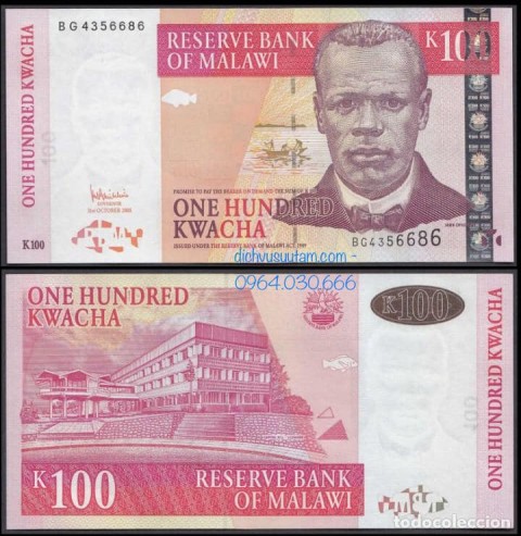 Tiền Cộng hòa Malawi 100 kwacha