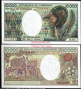 Tiền xưa Cameroon 10000 francs