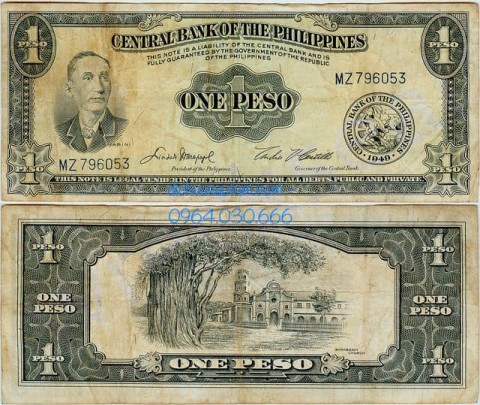 Tiền xưa Philippines 1 peso 1949